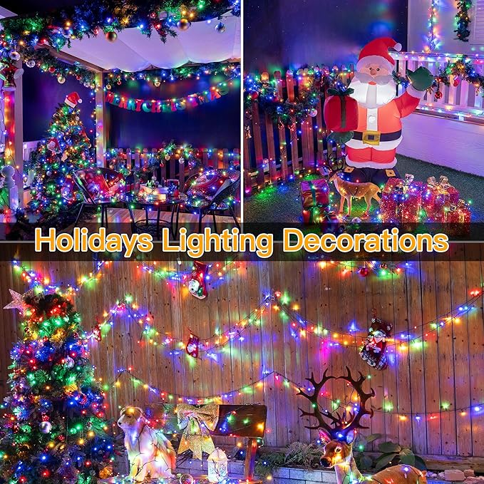 Ollny Christmas Lights, 1000LED 328FT Long Christmas Tree Lights with 8 Modes Remote Timer IP44 Waterproof, Outdoor Christmas Lights for Tree House Yard Outside Xmas Decorations Multicolor