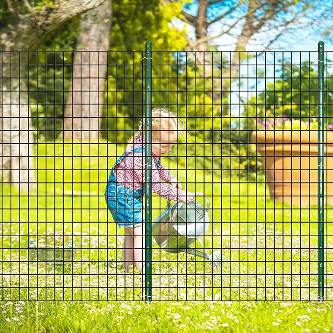 ARIFARO Sturdy Duty Metal Fence Posts 6 Feet assemblable,Pack of 10,No Digging Garden U Post for Wire Fencing Steel Poles for Yard, Outdoor