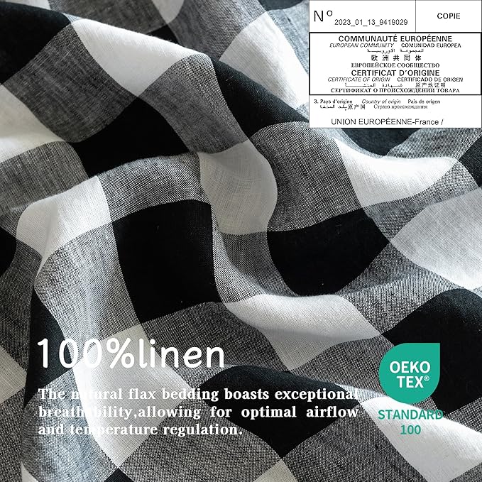 EVERLY 100% Yarn-Dyed Linen Rectangle Tablecloths 60x108Inches for Dining,Buffet Parties,Picnic,Events and Restaurants,Decorative Halloween,Thanksgiving Machine Washable Tablecloths-Black Plaid