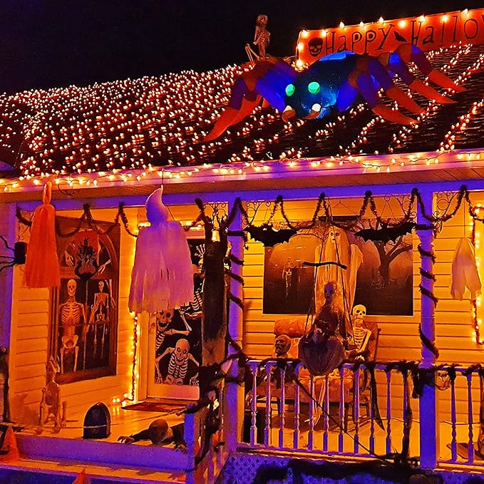 TW SHINE Orange Halloween Lights, 2 Pack 20FT 100 Count Incandescent Mini String Lights, Waterproof Halloween Decorations for Outdoor Indoor Patio Home Party Garden Yard Decor