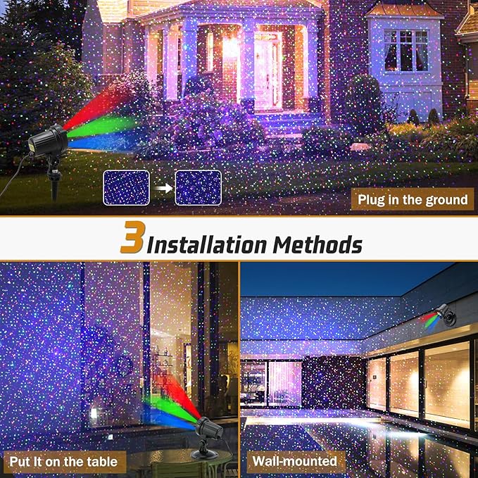 Christmas Laser Lights, Outdoor Garden Laser Lights Projector with Moving RGB Waterproof for Christmas Holiday