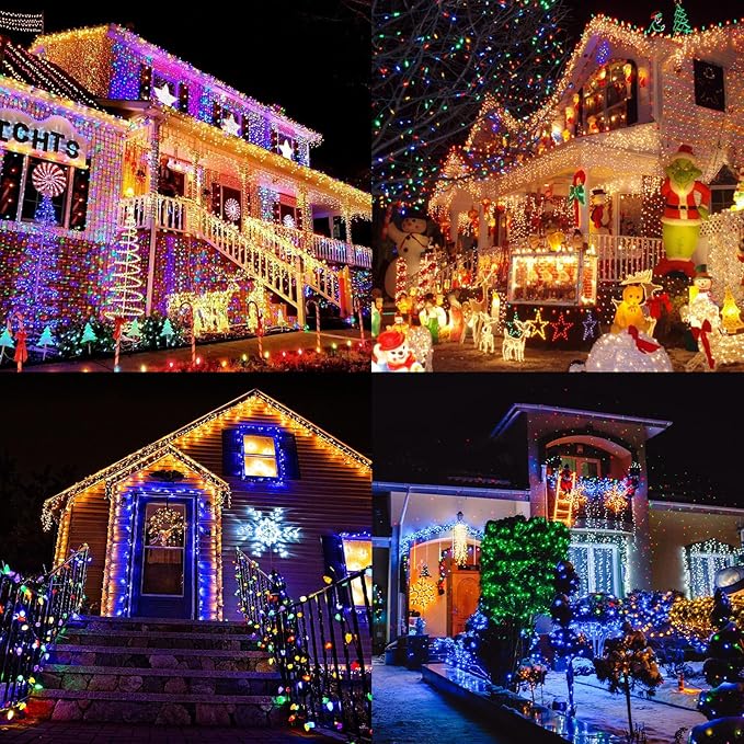 Multicolor Christmas Lights String 50FT 200 Count Incandescent Bulbs Mini Lights with Green Wire for Christmas Tree, Garland, Wedding, Party, Home, Indoor & Outdoor Festival Decoration