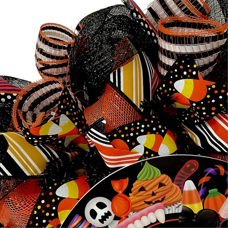 Trick or Treat Halloween Candy Wreath Available in 24 inch or 28 inch diameter Indoor/Outdoor
