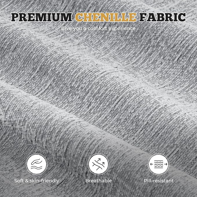 122" Modern L Shaped Modular Sectional Sofa, Boneless Couches for Living Room with Ottoman,4 Seater Convertible Chenille Cloud Couch Sofa Set, No Assembly Required, Light Grey 1 PCS