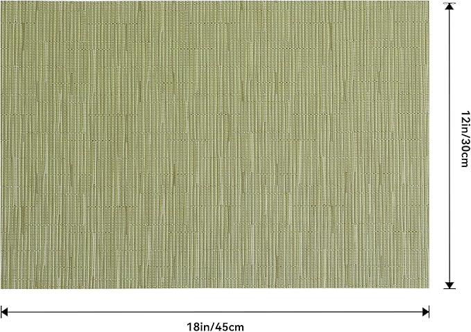 Leetaltree Pea Green Placemats Set of 4 - Heat Resistant Non-Slip Place mats for Dining Table, Washable Durable PVC Vinyl Woven Table Mats(Pea Green, 4)