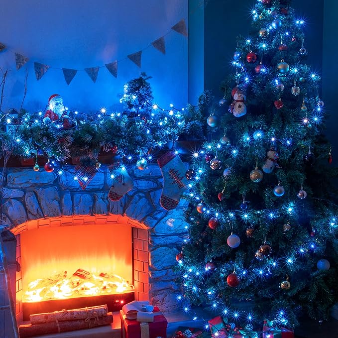 Hopolon Blue Christmas String Lights, 2PACK 50-Count Incandescent Mini Fairy Lights Set, UL Certified Green Wire Lights for Indoor Outdoor Halloween Holiday Home Xmas Tree Patio Décor (2pcs Blue)