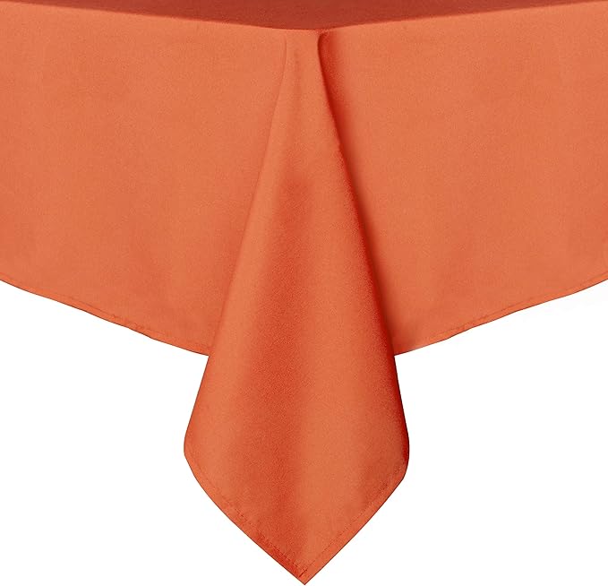 sancua Rectangle Tablecloth - 60 x 84 Inch - Stain and Wrinkle Resistant Washable Polyester Table Cloth, Decorative Fabric Table Cover for Dining Tables, Buffet Parties and Camping, Orange