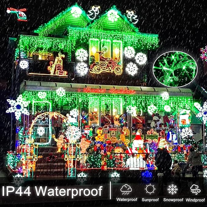 400 LED Icicle Christmas Lights Outdoor - 33FT Icicle Lights for Outside 8 Modes with 75 Drops, Plug in Waterproof Connectable Fairy String Lights for Indoor Holiday Party Christmas Decoration,Green