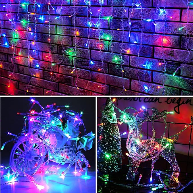 AGIRL 400 LED Icicle Lights Outdoor 32.8Ft 75 Drops Icicle Christmas Halloween Lights 8 Modes Waterproof Fairy String Lights for Indoor Bedroom Garden Wedding Porch Decoration