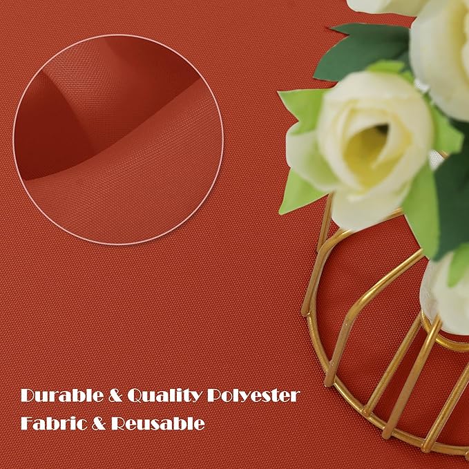 sancua 2 Pack Rust Tablecloth 60 x 102 Inch, Rectangle Thanksgiving Burnt Orange Table Cloth for 6 Feet Tables - Stain and Wrinkle Resistant Washable Polyester Table Cover for Dining Parties Camping