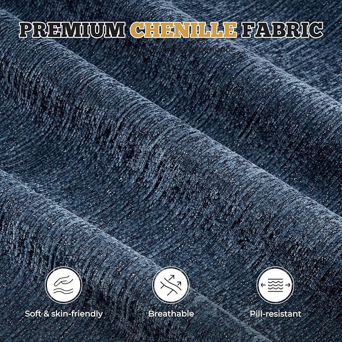 122" Modern L Shaped Modular Sectional Sofa, Boneless Couches for Living Room with Ottoman,4 Seater Convertible Chenille Cloud Couch Sofa Set, No Assembly Required, Blue 1 PCS