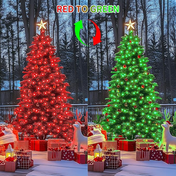 JMEXSUSS 200 LED Halloween Lights Outdoor, 66ft Red and Green String Lights with Remote, Connectable Waterproof Color Changing Christmas Lights for Party Yard Christmas Halloween Decor