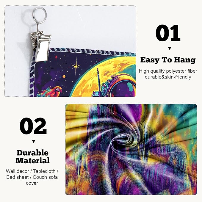 BVBOX Astronaut Space Blacklight Tapestry 79"x59", UV Reactive Astronaut Moon Garden Flower Universe Galaxy Planet Glow in Dark Tapestries, Black Light Neon Upright Poster Wall Hanging Backdrop Decor for Bedroom Living Room