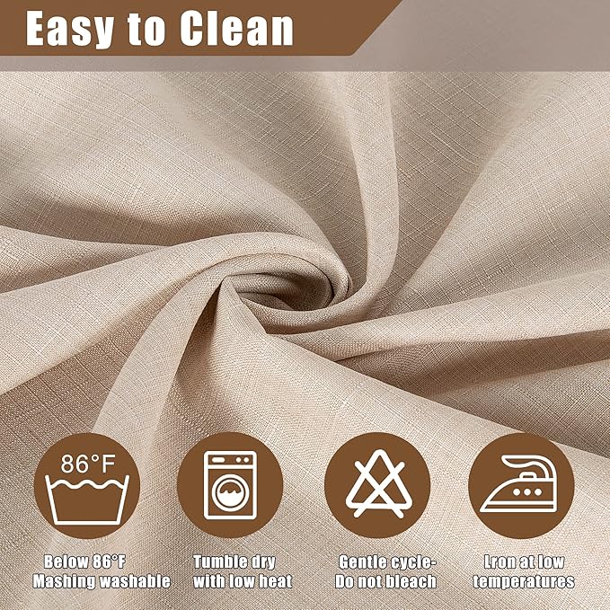 Fitable Beige Faux Linen Tablecloth 54 x 78 Inch - Wrinkle Resistant Fabric Rectangle Table Cloth, Indoor Outdoor Table Cover for Kitchen Dining, Camping, Farmhouse