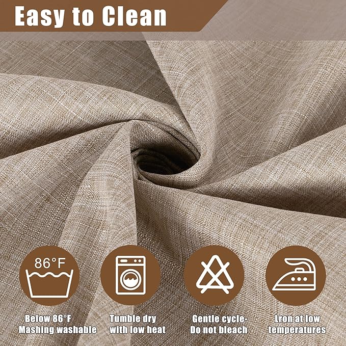 Fitable Faux Linen Tablecloth Rectangle 60 x 84 Inch - Fabric Neutral Table Cloth for 6 Foot Tables, Nature Faux Burlap Kitchen Table Cover for Dining, Party, Farmhouse, Outdoor Picnic, Camping