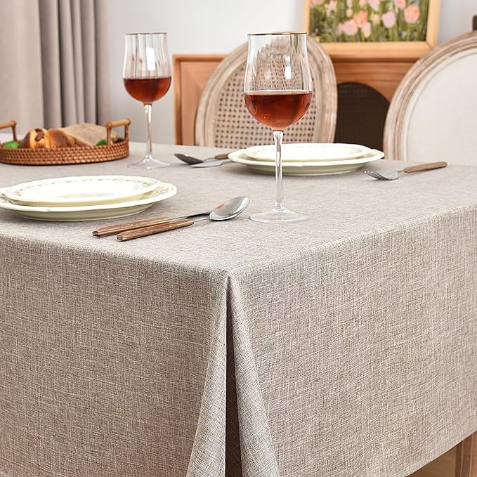 Fitable Square Linen Tablecloths 2 Pack, Linen Textured Fabric Table Clothes, Rustic Table Covers for Kitchen Dining, Party, Farmhouse (Nature, 54 x 54 Inch)