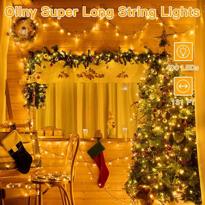 Ollny Christmas Lights, 131FT 400 LED Color Changing Christmas Tree Lights with 11 Modes Remote Control, Waterproof Outdoor Christmas Lights for Outside Indoor Patio Xmas Decorations