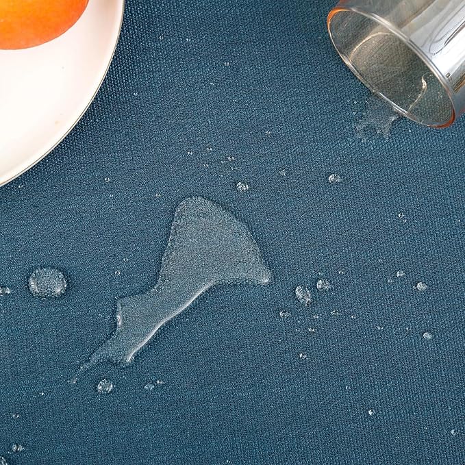 Blue Tablecloth, Polyester Linen Waterproof Washable Table Cloth, French Rectangle Fabric Table Cover for Dining, Restaurant, Kitchen, Buffet, Party, Wedding, 54''x72'', Blue