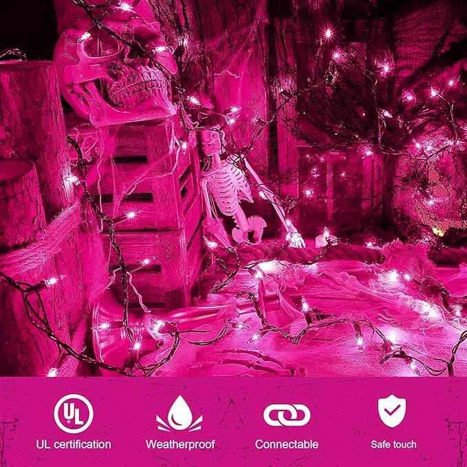 Purple Halloween Lights Outdoor,50 Count Incandescent Bulb Waterproof Fairy Lights,13FT UL Certified Mini String Lights for Holiday Decorations, Christmas,Halloween,Party, Xmas, Yard,Patio