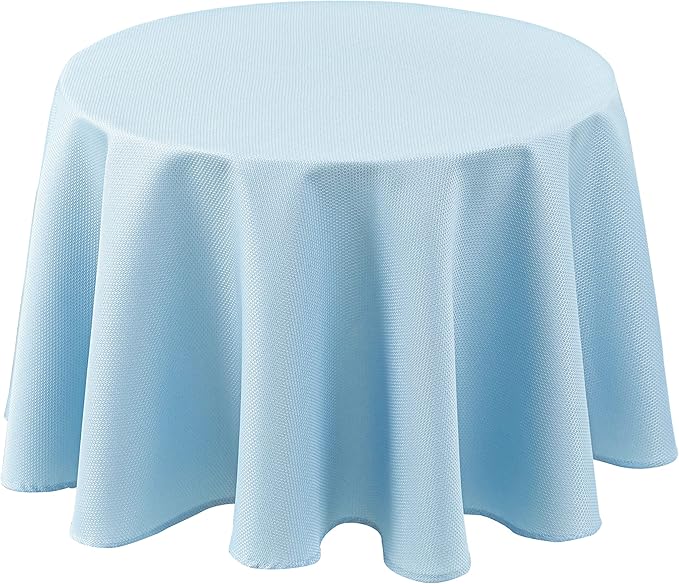 Biscaynebay Textured Fabric Round Tablecloths 70", Light Blue Water Resistant Table Cloth Circle Folding Table Covers for Dining, Kitchen, Wedding, Parties etc. Machine Washable