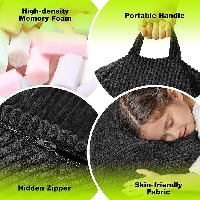 Hobestluk 4.5FT Bean Bag Chair Giant Bean Bag Chair with Filler Included Adult Bean Bag Chairs with Removable Cover for Bedroom Living Room - (Jumbo, Black)