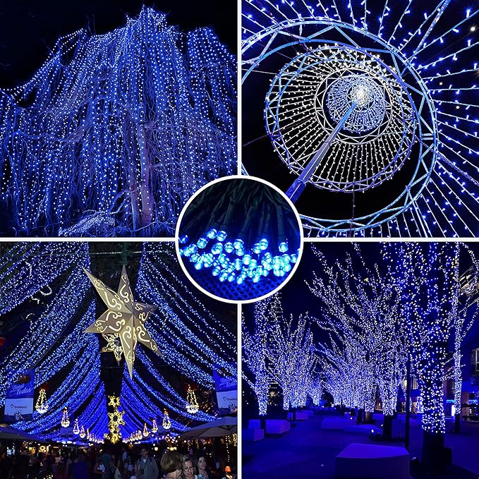 AmyHomie Blue Halloween Lights, 108Ft 300LED Halloween String Lights Outdoor Waterproof, End-to-End Indoor Fairy Decorative Lights for Wedding, Party, Christmas Decor