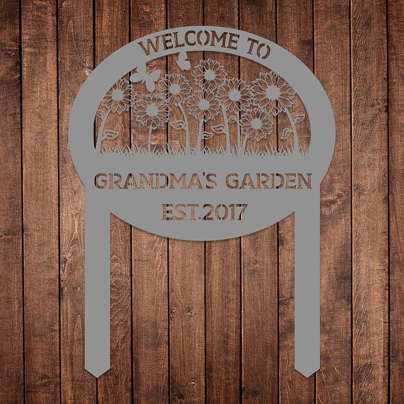 Personalized Metal Garden Sign with Stake, Custom Flowers Garden Decor for Outdoor, Custom Family Name Sign, Patio Decorations, Lawn Art, Farmhouse Decorative, Housewarming Gift
