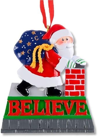 3D Toddler Ornaments for Christmas Tree 2025 - Believe Santa in Chimney Ornament for Kids Ornament for Girl Personalized Christmas Ornaments for Kids Gifts for Boys Toddler Boy Decorations Keepsake