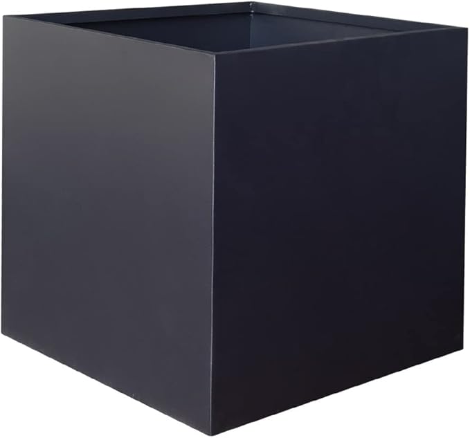 Galvanized Steel Planter Box Black Metal Planter Large Square Indoor Outdoor Planters Cube Steel Heavy Duty Flower Pot 32Inch Powder Coating Modern Commercial Residential for Patio, Deck, Yard, Garden