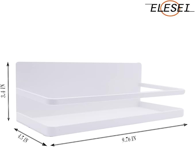 Magnetic Spice Rack Refrigerator Side Magnetic Spice Rack Kitchen Magnetic Shelf Magnetic Fridge Shelf Perfect Space Saver for Kitchen/Apartment 2 Pack (White)