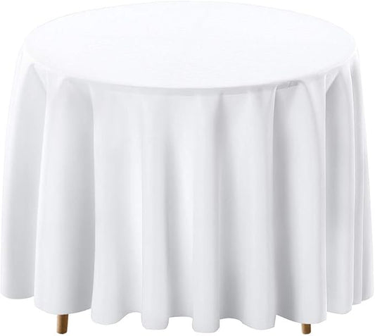 Surmente White Tablecloth for Round Tables, 108-inch Round Table Cloths for Weddings, Banquets, or Restaurants