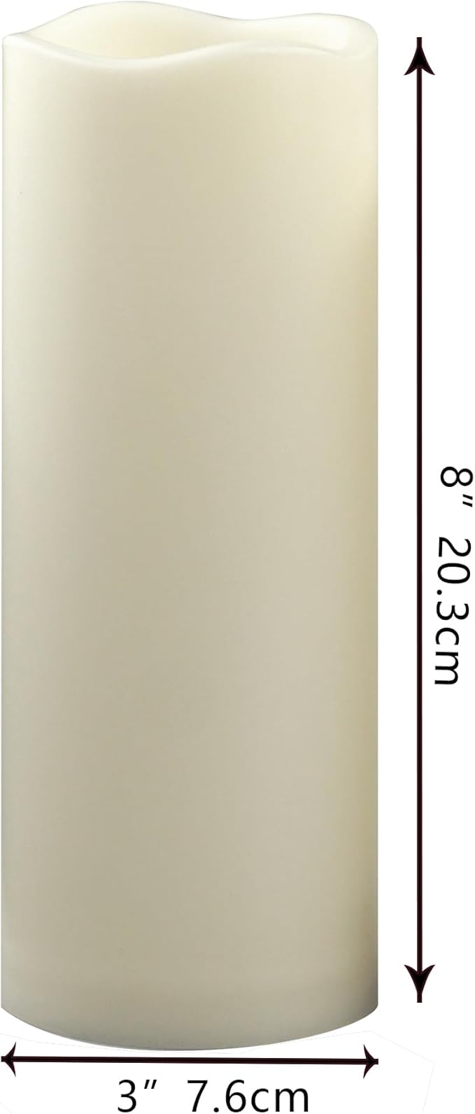 Waterproof Outdoor Battery Operated Flameless Candles with Auto Timer Flickering Plastic Resin Electric LED Pillar Lights for Lantern Patio Garden Wedding Party Decorations 3x8 Inches 3 Pack Ivory