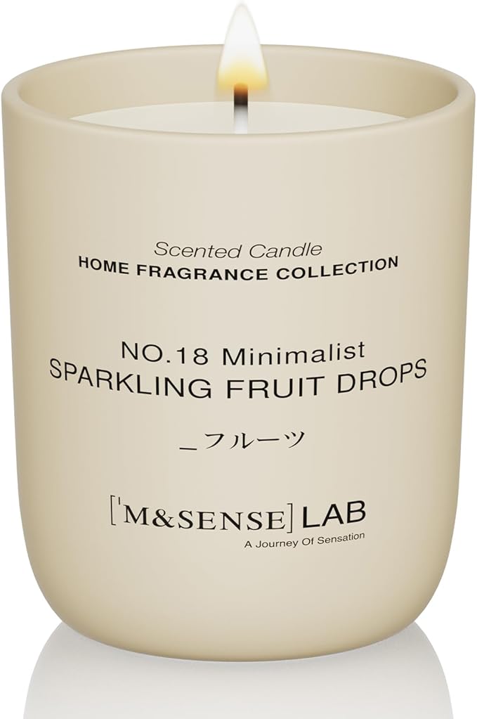 M&SENSE Natural Soy Candle| Sparkling Fruit Drops | 5.3 oz | Minimalist Scented Candle for Relaxation, Gifting, Home Décor | for Bedroom, Office, Party Small