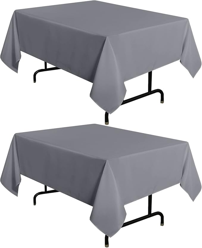 sancua 2 Pack Light Grey Tablecloth 54 x 54 Inch, Stain and Wrinkle Resistant Square Table Cloth - Washable Polyester Table Cover for Dining Tables, Buffet Parties and Camping