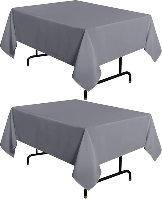 sancua 2 Pack Light Grey Tablecloth 54 x 54 Inch, Stain and Wrinkle Resistant Square Table Cloth - Washable Polyester Table Cover for Dining Tables, Buffet Parties and Camping