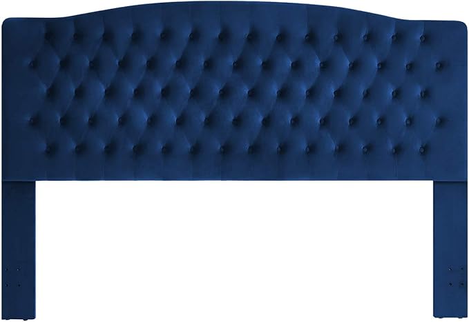 24KF Upholstered Button Tufted King Headboard and Velvet Fabric King/California King- Navy