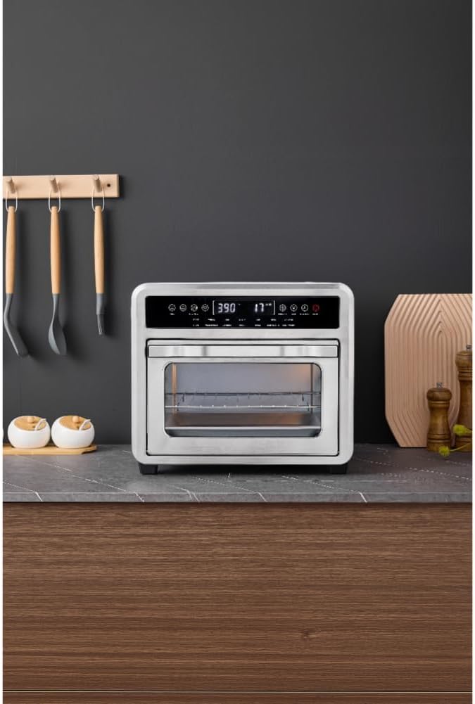 Air Fryer Oven, Digital, 26 Quart 10-in-1 Countertop Toaster Oven & Air Fryer Combo - Grill, Rotisserie, Dehydrator, Pizza Oven, & More, Stainless Steel