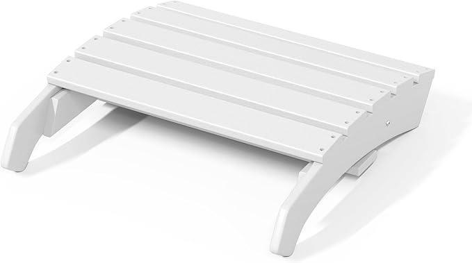 WestinTrends Dylan Outdoor Patio HDPE Adirondack Ottoman Footrest, White