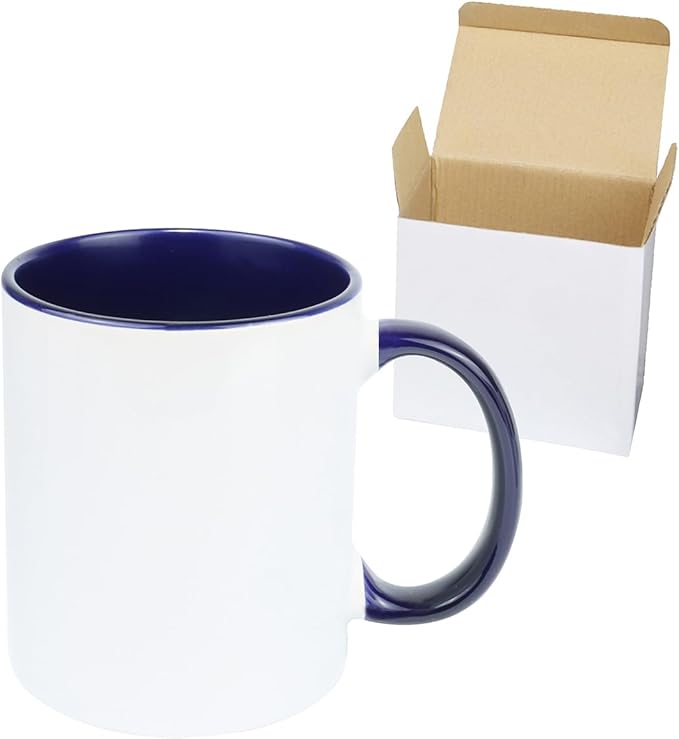 11oz White Ceramic Sublimation Coffee Mug in White Gift Box, 6 New Mixed Colors, Case of 36