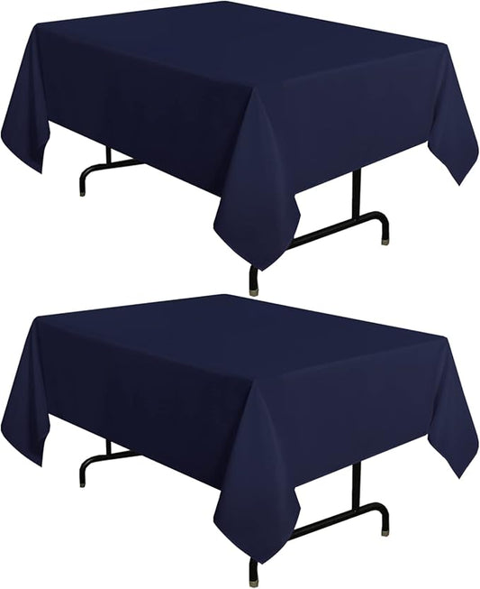 sancua 2 Pack Navy Tablecloth 54 x 54 Inch, Stain and Wrinkle Resistant Square Table Cloth - Washable Polyester Table Cover for Dining Tables, Buffet Parties and Camping