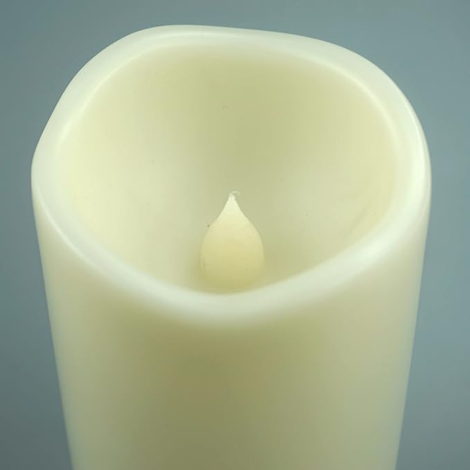 Waterproof Outdoor Battery Operated Flameless Candles with Auto Timer Flickering Plastic Resin Electric LED Pillar Lights for Lantern Patio Garden Wedding Party Decorations 3x4 Inches 6 Pack Ivory
