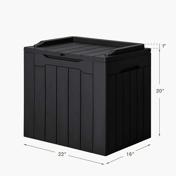 JUMMICO 31 Gallon Resin Deck Box Waterproof Indoor Outdoor Storage Boxes for Patio Furniture Cushions and Garden Tools (Black)