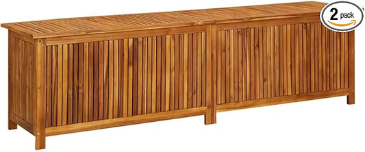 vidaXL Outdoor Storage Box, Deck Box with Gas-Lift Lid, Storage Chest with Water-Resistant Zippered Bag Inside, 78.7''x19.7''x22.8'', Solid Acacia Wood