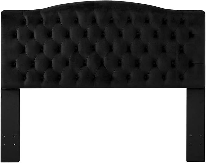 24KF Upholstered Tufted Button Velvet Headboard,Comfortable Fashional Headboard Queen/Full Size,Black