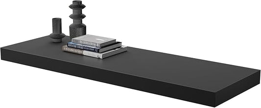 Large Floating Shelves for Wall Set of 1 Wooden Wall Shelves 30 in x 12.75 in x 2 in Room Decor Long Shelf with Invisible Wall Mount Bracket for Bedroom Kitchen Living Room Black