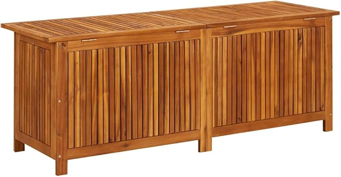 vidaXL Outdoor Storage Box, Deck Box with Gas-Lift Lid, Storage Chest with Water-Resistant Zippered Bag Inside, 59.1''x19.7''x22.8'', Solid Acacia Wood