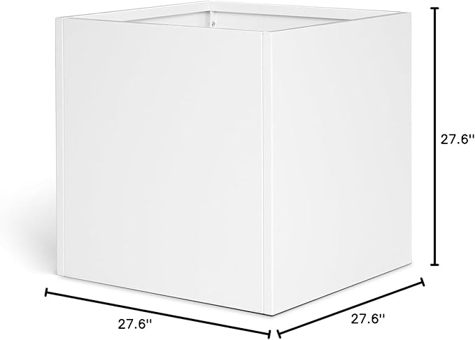 Galvanized Steel Black Planter Box Square 27.6 in Metal Large Planter Box Outdoor Indoor Huge Cube Heavy Duty Flower Pot Modern Commercial Residential for Patio, Deck, Yard, Garden