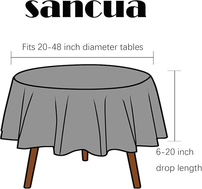 sancua 2 Pack Round Tablecloth 60 Inch White (Fits 20-48 Inch Tables), Stain and Wrinkle Resistant Table Cloth - Washable Polyester Table Cover for Dining Tables, Buffet Parties and Camping