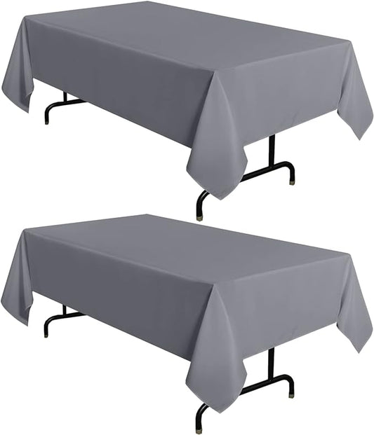 sancua 2 Pack Light Grey Tablecloth 54 x 78 Inch, Rectangle 4 Feet Table Cloth - Stain and Wrinkle Resistant Washable Polyester Table Cover for Dining Tables, Buffet Parties and Camping