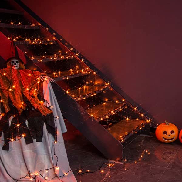 PEIDUO Halloween Lights, 82 FT 200 LED Orange String Lights, Motion Sensor Halloween Decorations, Twinkle Fairy Lights with Spooky Music for Outdoor Decor, Party Yard Indoor Outside Decoration